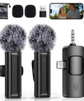 Wireless Mini Lavalier Microphone for iPhone Android Camera and PC 4 in 1 Lapel Mic with accessories and 360 degree clip