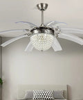 42 Inch 3 in 1 Fandelier Ceiling Fan With Remote Light Kit Dimmable LED Chandelier 8 Retractable Blades Chrome Finish