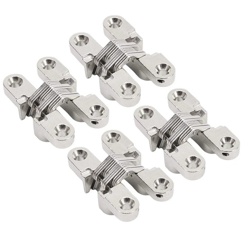 4 Piece Mini Hidden Hinge Set For Jewelry Boxes And Folding Doors, 180 Degree Zinc Alloy And Steel Hinges, low profile design