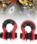 34 Inch Heavy Duty Off Road Recovery Shackle With Pulley 2 Pack, 18 Ton Load Capacity, Carbon Steel With Rubber Coating on ATV