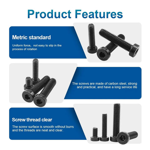 Heavy Duty 12.9 Grade Low Profile Hex Socket Cap Screws Assorted Metric Bolt Kit M3 M4 M5 M6 M8 M10 M12 Solid Thin Head Carbon Steel No Nonsense Diy Essential Badass Pro Shop Upgrade