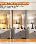 Set Of 2 Black Bedside Lamps For Bedrooms With Three Color Modes And USB C And USB A Ports Plus AC Outlet Tiny Nightstand Lamps For Side Tables With Pull Chain showing warm, natural, daylight settings