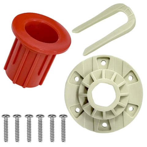 Washer Basket Driven Hub All In One Replacement Kit With Vibration Reducing Bushing And Mounting Screws Easy Install Durable Parts Replaces AP5665171 PS6012095 W10396887 W10528947 Fits Whirlpool Maytag Kenmore, white and red parts