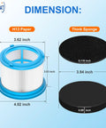 Dimensions of filters in Pro Grade Filter Kit For PowerClean FurGuard 280W And FurFinder 200W Cordless Vacuums with measurements.