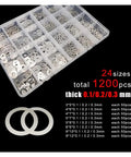 Ultra Thin Flat Washer Set 304 Stainless Steel M3 M4 M5 M6 M8 0.1mm 0.2mm 0.3mm Shim Kit With Box 500 Or 1200 Pieces For Precise Spacing And Adjustments For DIY, 24-size organizer