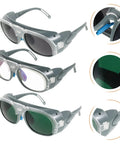 Badass Impact Resistant Welding Safety Goggles 3 Piece Set In Black Gray Shades. Three styles with polycarbonate lenses for splash defense.