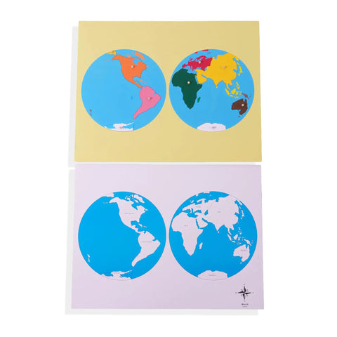 Montessori Wooden World Map Puzzle Set 23 Inch, 8 Geography Puzzles World USA Canada Europe Asia Africa North And South America