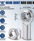 Four Pack Five Sixteenth Inch Rod End Bearings With Jam Nuts And Right Hand Female Thread Built To Last In Tough Outdoor Conditions, Corrosion Resistant Alloy Steel Heim Joint, High Strength PHSB5 For Rugged Mechanical Linkages. 5/16 inch bearing with jam nut