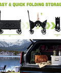 All Terrain Folding Wagon Cart With Brakes 360 Lb Heavy Duty Portable Lightweight Wagon for quick compact storage in car trunk