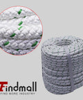 Heavy Duty 3/8 Inch 200 Ft Double Braid Polyester Rope for Outdoor Use, coiled rope with close-up texture detail.