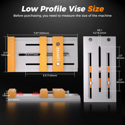 High Precision CNC Vise Worktable For Desktop Router Machines 7.87 By 3.94 Inch 20x10cm Clamp Range 136mm Stable Design