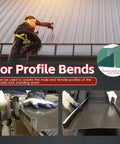 Worker using Pro Grade Sheet Metal Bender Tool With Adjustable Bend Height From Three Eighths To Eight Inches on metal roof