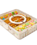 Divided Veggie Tray With Lid And Handle Four Compartment Snack Storage For Fridge Or Freezer Portable Fresh Produce Saver Organizer Bins