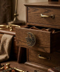 Top Shelf Hollow Moon And Star Cabinet Knobs Combined With Threaded Drawer Pulls For Instant Home Upgrade Plus Straight Up Slick Geometric Decor Hardware Set on wooden drawer