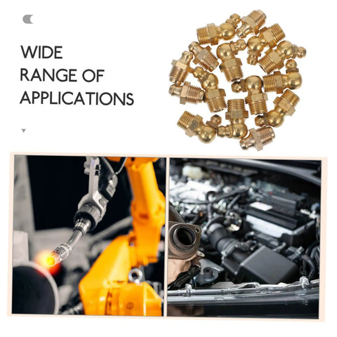Grease Fitting Kit Zerk Fittings Assortment SAE Straight And Angled Nozzles for auto and gearhead shop use brass construction