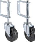 Beefed Up 4 Inch Gate Caster Wheel Set With Spring Loaded Swivel, Rugged Rubber And Steel Build, 250 To 500 Lb Load Capacity