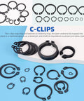 266 Piece 21 Sizes C Clip External Retaining Rings Set With Tweezer 65Mn Steel Snap Ring Kit For Axles Shafts And Moving Parts