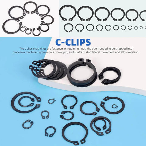 266 Piece 21 Sizes C Clip External Retaining Rings Set With Tweezer 65Mn Steel Snap Ring Kit For Axles Shafts And Moving Parts