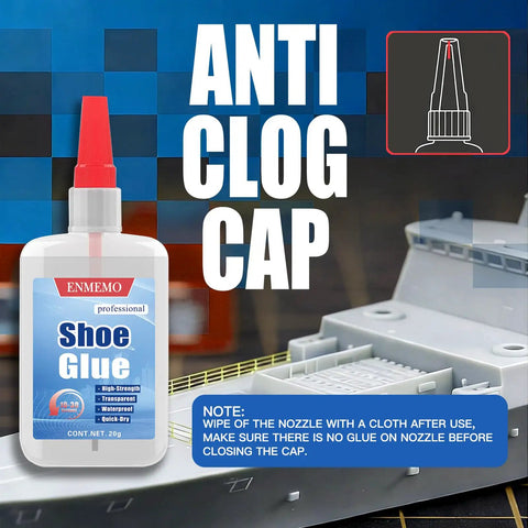 Two In One Shoe Glue With Brush And Nozzle For Sole And Heel Repair, Clear Instant Bonding For Rubber Leather And More