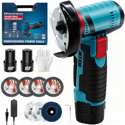 Cordless Angle Grinder Tool With 19500 RPM Two Batteries Fast Metal Grinding And Cutting Lightweight Handheld Electric Grinder Kit