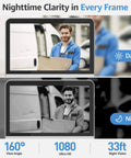 Wireless Smart Video Doorbell System With A 7 Inch Touchscreen Display 1080P HD Doorbell Camera showing daytime and nighttime views