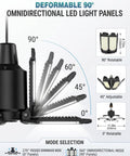 Diagram showing 100W LED Garage Light With 6 Adjustable Panels Deformable LED Shop Lights, showcasing rotational angles.