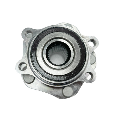 Front view of Front Wheel Bearing Hub Assembly for Nissan Rogue 2014-2023, Rogue Sport 2017-2022, and Qashqai 2017-2018 with 5 Lug and ABS