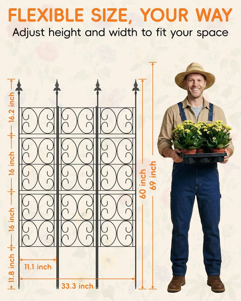 Heavy Duty Metal Garden Trellis For Outdoor Climbing Plants 60 Inch Tall 33 Inch Wide Built To Last Plant Support Privacy Screen