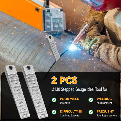 Three Quarter Inch By Four Inch Welding Wedge Set With Seven Level Step Gauge For Precise Pipe Gap Spacing Reproducible Weld Bead Gaps And Tight Tolerances In Pipe Fittings For Pro Welds, 2 pcs stainless steel