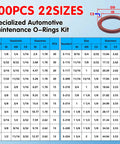 Langina 300pc FKM Viton O-ring kit, automotive maintenance, 22 sizes, front view with size diagram