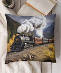 Comfy Steam Locomotive Train Throw Pillow Cover Plush Boho Farmhouse Cushion Case 18x18 Inch Square Pillow For Couch Sofa Bed Living Room Decor And Comfy Accent