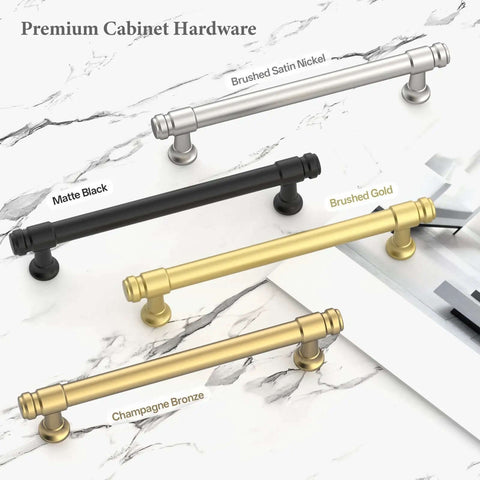Brushed Gold Cabinet Pulls 5 Inch Zinc Alloy Handles Set of 10 for Kitchen Cabinets Bathrooms Drawers Cupboards and Wardrobes