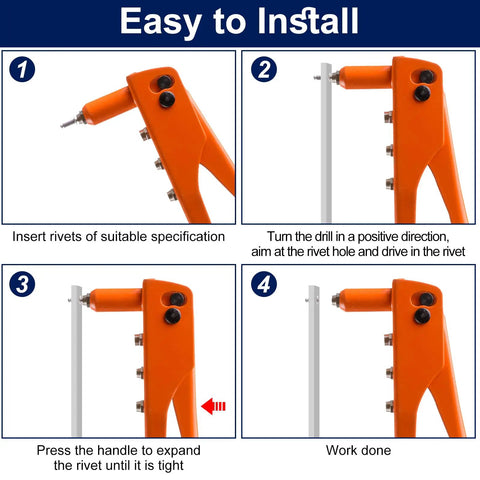 Step-by-step guide on installing 100 Pack Aluminum Blind Rivets 1/8 X 3/8 With Rugged Steel Mandrels And Broad Flanges.
