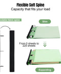 Four Pack 1 Inch 3 Ring Binders With 360 Degree Foldable Design showing expandable spine and capacity for 225 sheets