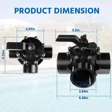 3 Way Pool Valve 3 Port Diverter Replacement For Standard Plumbing Heavy Duty 2 To 2 And A Half Inch CPVC Pipe dimensions 4.22in height