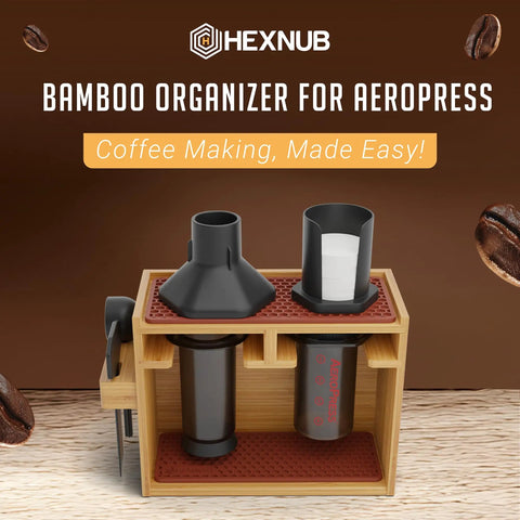 AeroPress Organizer Stand Bamboo Coffee Caddy Station For AeroPress Accessories Including Filter Holder Mug Storage Rack