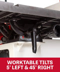 Close-up of worktable tilt mechanism of 18 Inch Woodworking Band Saw With 1.75 HP 115V 1Ph Big 16 Inch Resaw Capacity Foot Brake For Quick Stops Dual 4 Inch Dust Ports Workhorse Tool For Large Panels And Veneers