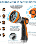 Non Expanding Garden Hose 100 Ft With Kink Free Flex Lightweight Yet Durable Water Hose 10 Pattern Spray Nozzle Leak Proof Design 3/4 Inch Swivel Connectors Heavy Duty Fabric Portable Storage Strap For Easy Carry metal 10-pattern spray nozzle with grip
