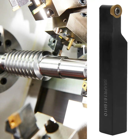 Three Eighths Inch Lathe Indexable Carbide Insert Kit With Tool Holder Ten RPMT10T3MO Inserts One SRAPR1616H10 Blade