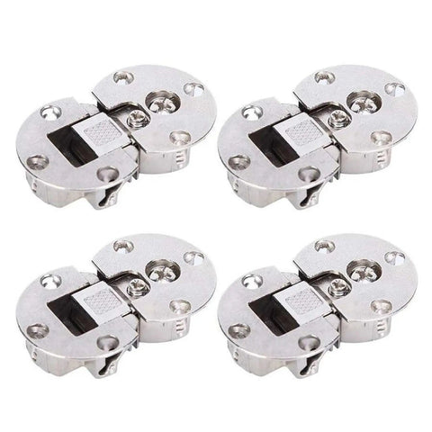 4 Pack Semi Circular Flip Hinges For Hidden 90 Degree Cabinet Doors, Soft Close Wood Furniture Hardware, steel base, close-up