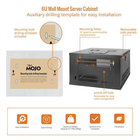Heavy Duty 6U Wall Mount Server Cabinet With Lockable Glass Doors And Side Panels Matte Black Finish Keeps Things Chilly On 19 Inch Network Racks Perfect For Parking Your IT And AV Gear Securely