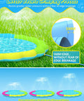 67 Inch Anti Slip Splash Pad For Kiddos And Dogs Thickened Zero Point Five Five Millimeter Durable Backyard Water Play Mat Colorful Summer Outdoor Toy No Slip Surface For Safe Wet Fun On Lawn Pool Garden, showing close-up of 0.55mm edge and water spray feature on grass