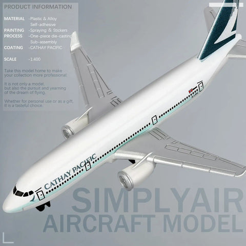 One To Four Hundred Scale Cathay Pacific Airplane Model Kit For Display And Collection With Alloy Body And Plastic Base