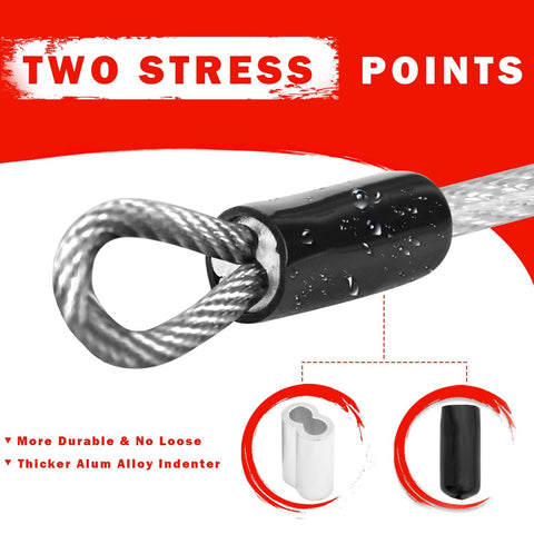 Heavy Duty One Eighth Inch Stainless Steel Security Cable With Double Loop Great For Luggage Locks And Bike Locks Flexible