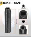 Deep 6-Point Impact Socket Set With 1/4-Inch Drive For Hard Metal Jobs Including The Perfect 4.5mm Metric Size Measuring Two Inches Long Made From Tough CR-V Steel To Crush Any Tough Job You Got. 50mm black oxide socket