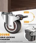 2 Inch Stem Casters Wheels Set Of 4 with dual locking for cart and furniture, M8 x 25 mm threaded swivel castors, heavy duty, secure locking.