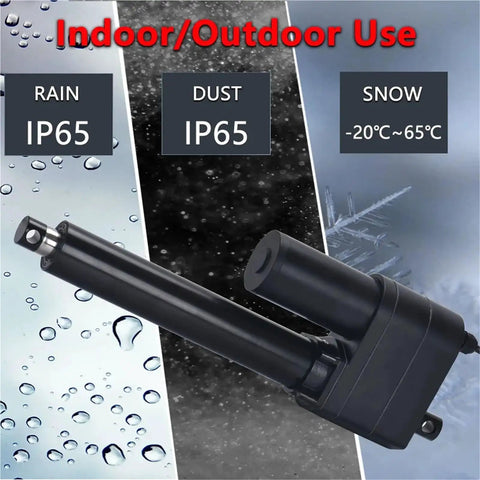 Tough As Nails Heavy Duty 6000N Linear Actuator, IP65 rated, designed for indoor/outdoor use in rain, dust, and snow.