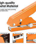Heavy Duty Single Hole Punch Plier Tool With Five Sixteenth Inch And Three Eighth Inch Holes in action, showcasing metal finish and scale