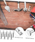 Heavy Duty Stainless Steel Clevis Pins Set with tools on a wooden surface, 20 Pc DIY Fastener Kit with Single Hole, Flat Locating Pins
