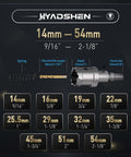 HYADSHEN 17-piece hole saw kit with case; sizes 14–54 mm, includes pilot bits and L-wrench